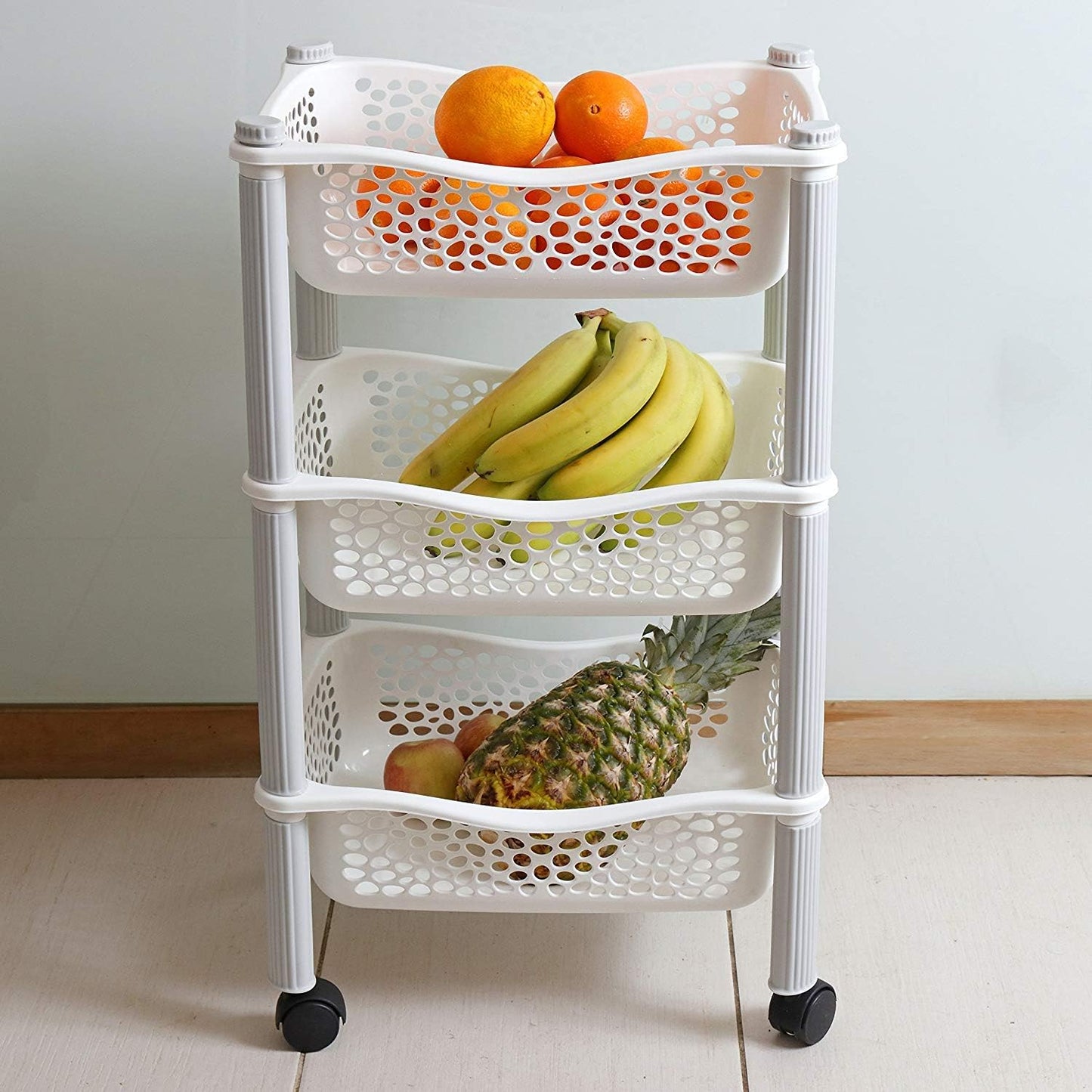 Meuble de rangement en plastique à 3 tiroirs et roulettes – Bureau, salon, école, salle de bain