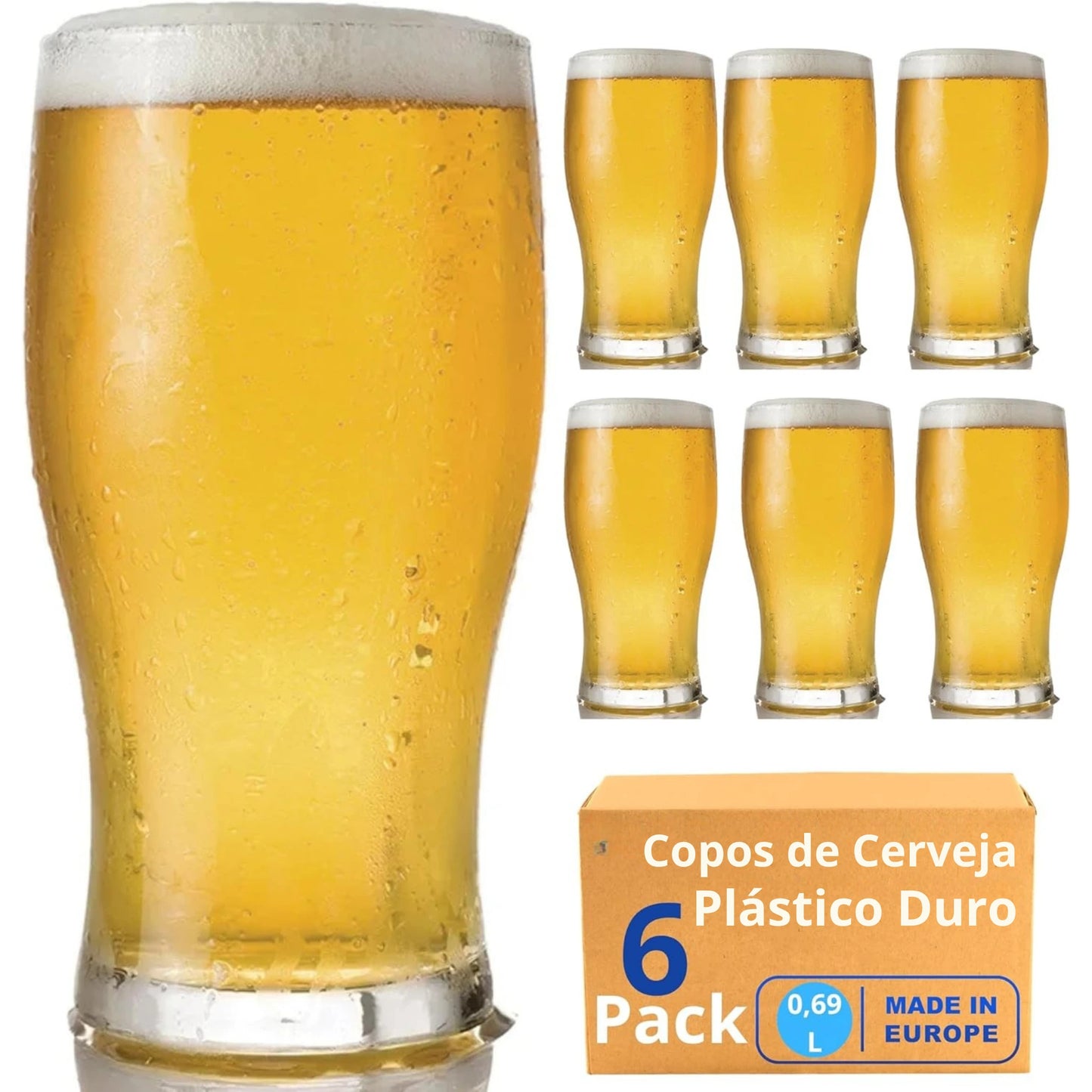 copos de cerveja pint copos de plástico rígido reutilizáveis inquebráveis modernos | conjunto de 6 copos sem bpa 0,69 l