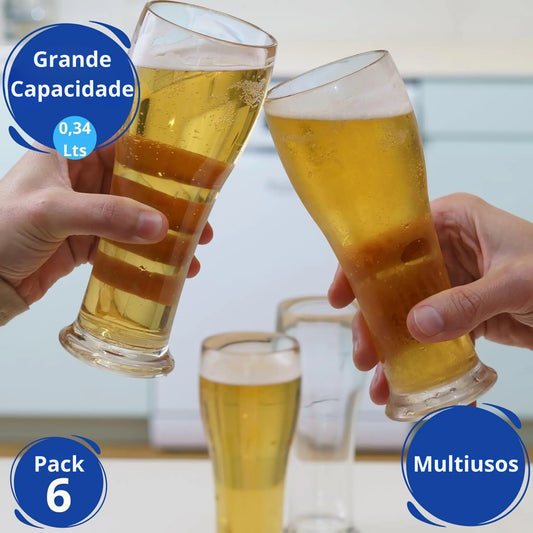 copos de cerveja copos de plástico duro reutilizáveis inquebráveis modernos | conjunto de 6 copos sem bpa 34cl | grande capacidade