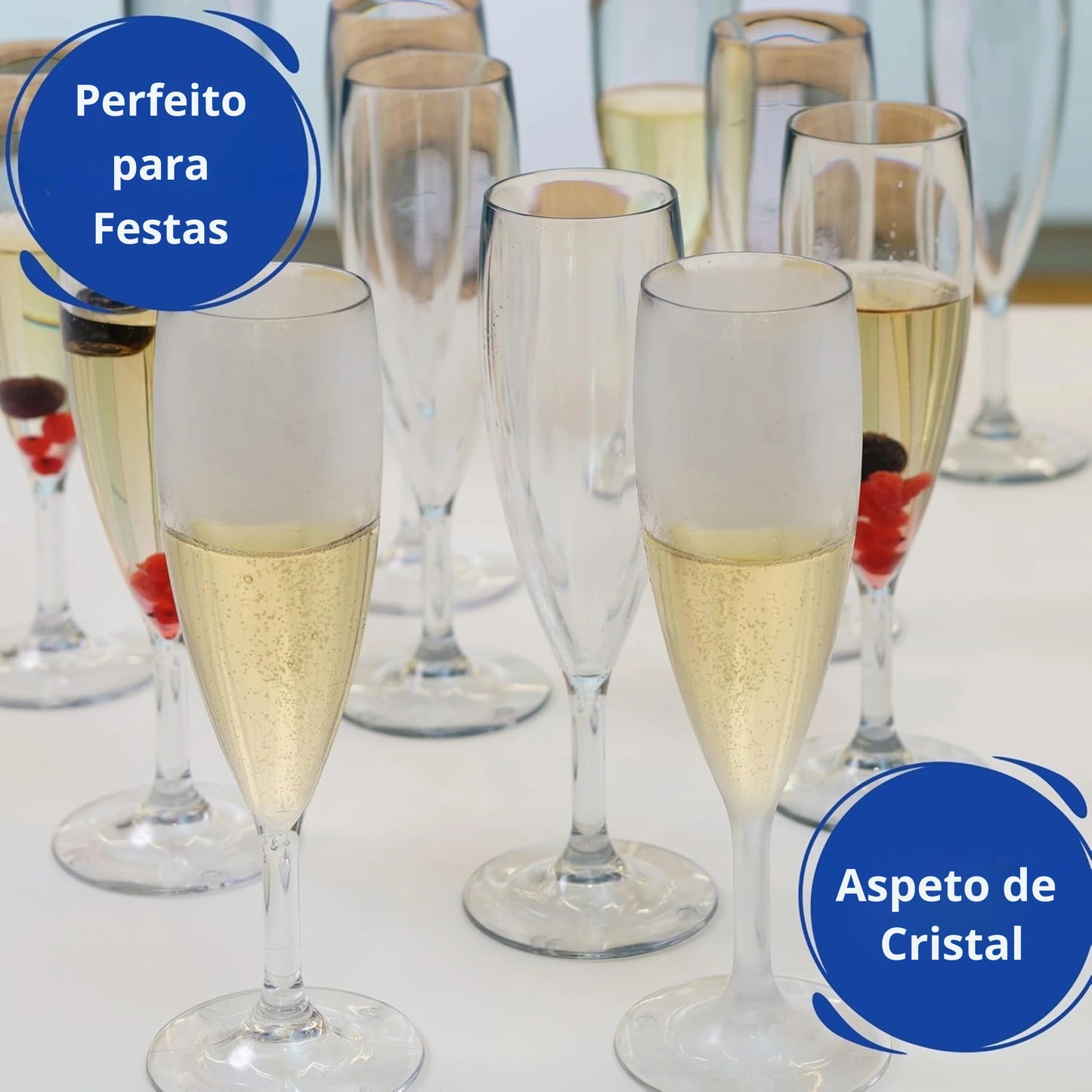 copos de champanhe copos de plástico rígido reutilizáveis inquebráveis modernos | conjunto de 12 copos sem bpa 19cl | perfeito para festas