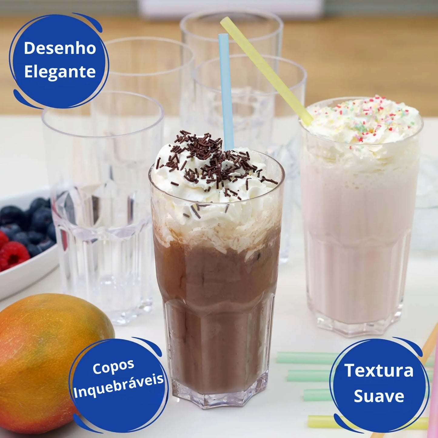 copos de plástico rígido reutilizável copos inquebráveis modernos água cocktail sem bpa | conjunto de 6 copos 0,57 l |feito na u.e. – pack elegante