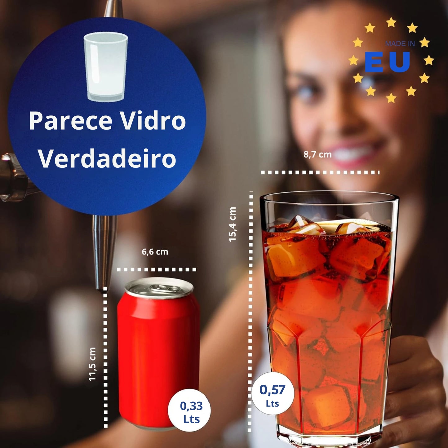 copos de plástico rígido reutilizável copos inquebráveis modernos água cocktail sem bpa | conjunto de 6 copos 0,57 l |medidas