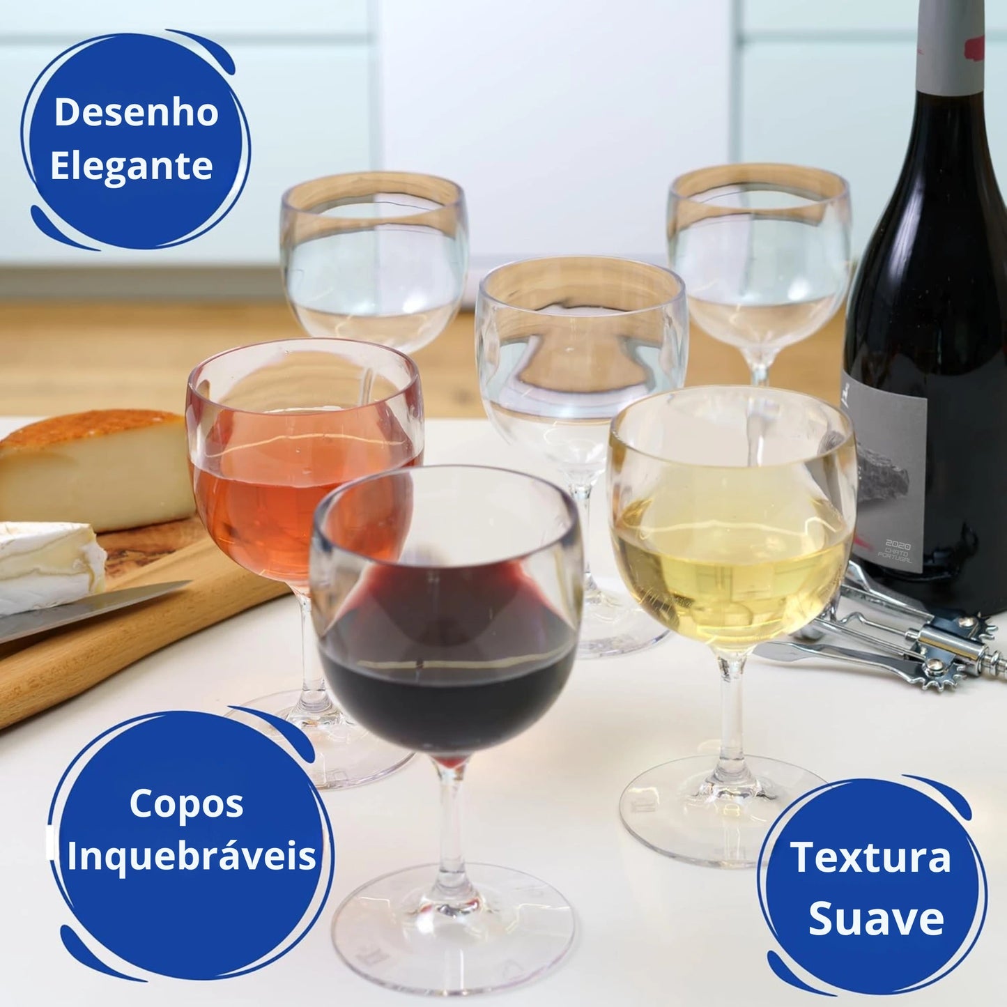 copos de vinho copos de água de plástico rígido reutilizável inquebráveis modernos | conjunto de 6 copos sem bpa 37cl | textura suave
