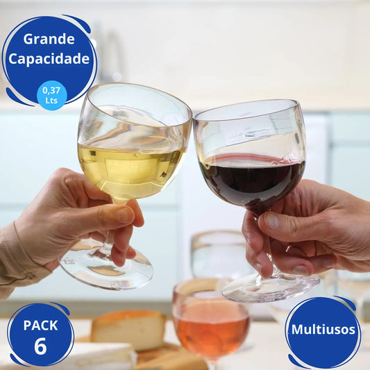 copos de vinho copos de água de plástico rígido reutilizável inquebráveis modernos | conjunto de 6 copos sem bpa capacidade 37 cl