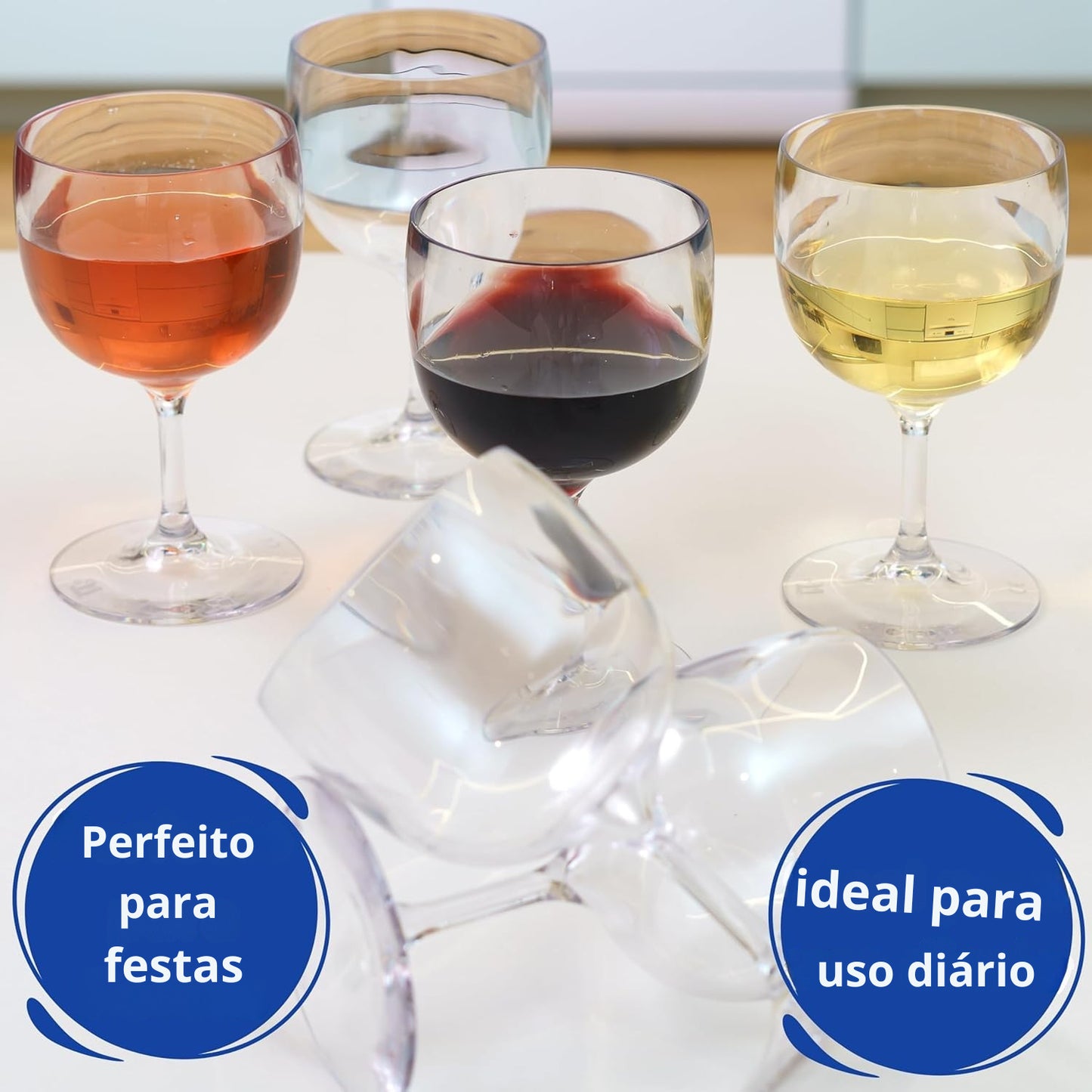 copos de vinho copos de água de plástico rígido reutilizável inquebráveis modernos | conjunto de 6 copos sem bpa 37cl | ideal para uso diario