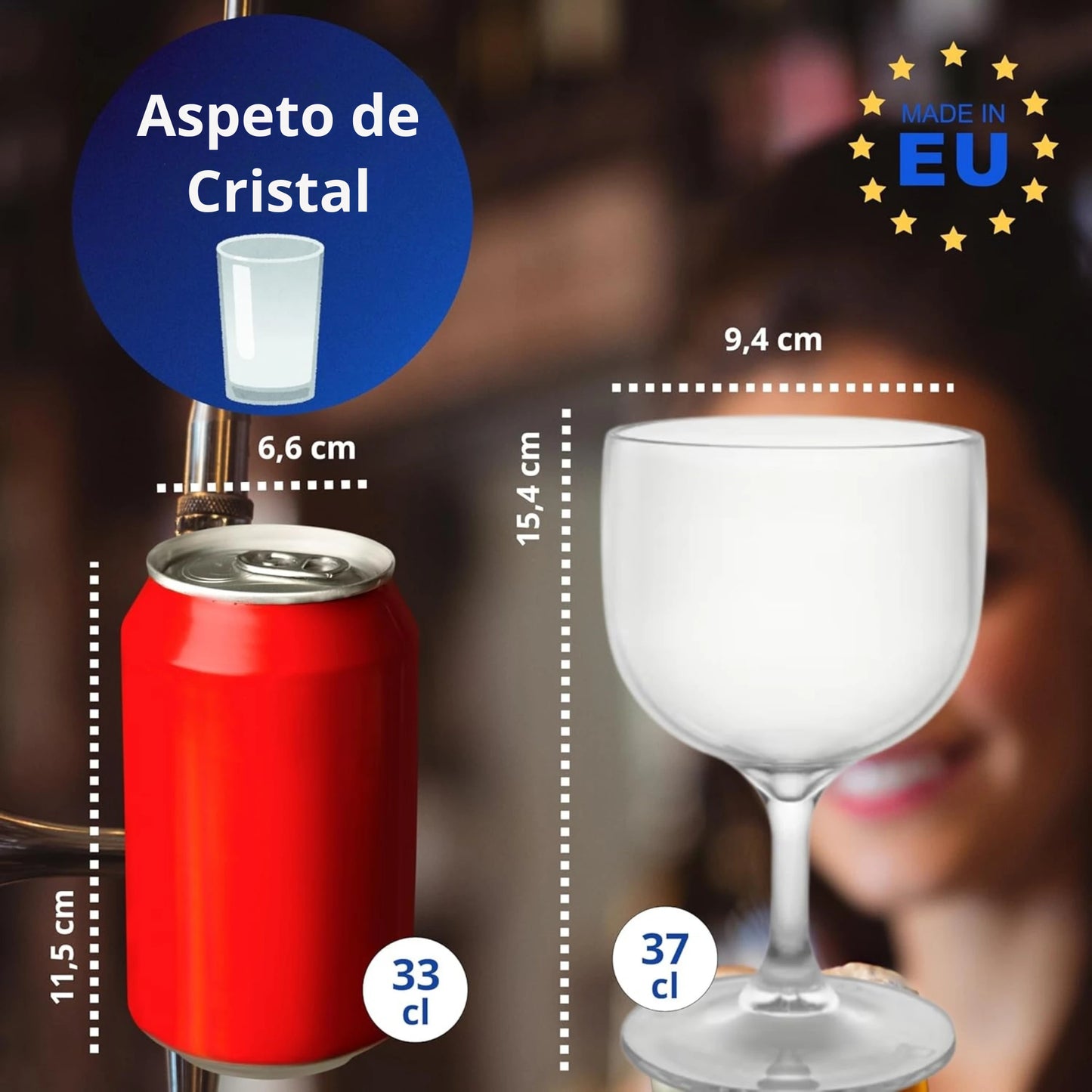copos de vinho copos de água de plástico rígido reutilizável inquebráveis modernos | conjunto de 6 copos sem bpa 37 cl | feito na u.e. – medidas