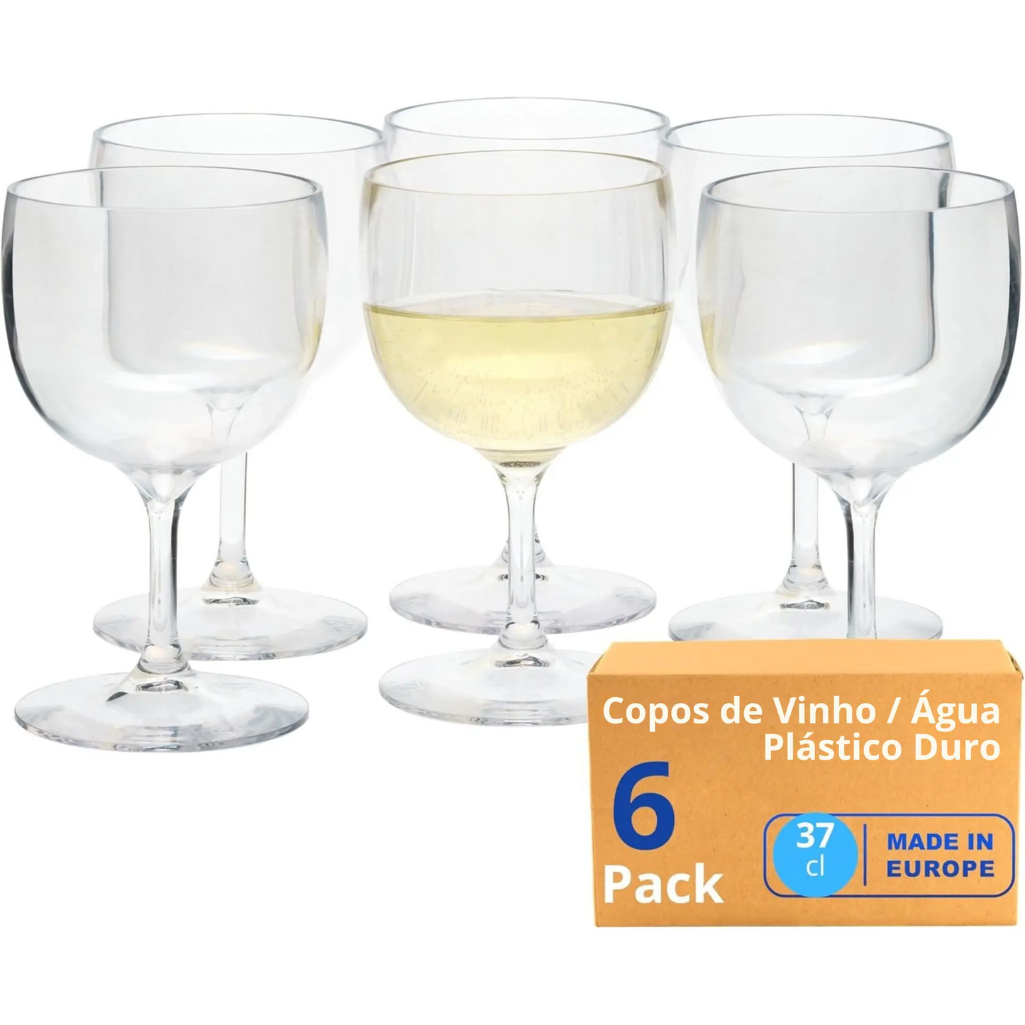 copos de vinho copos de água de plástico rígido reutilizável inquebráveis modernos | conjunto de 6 copos sem bpa 37 cl | feito na u.e. – pack