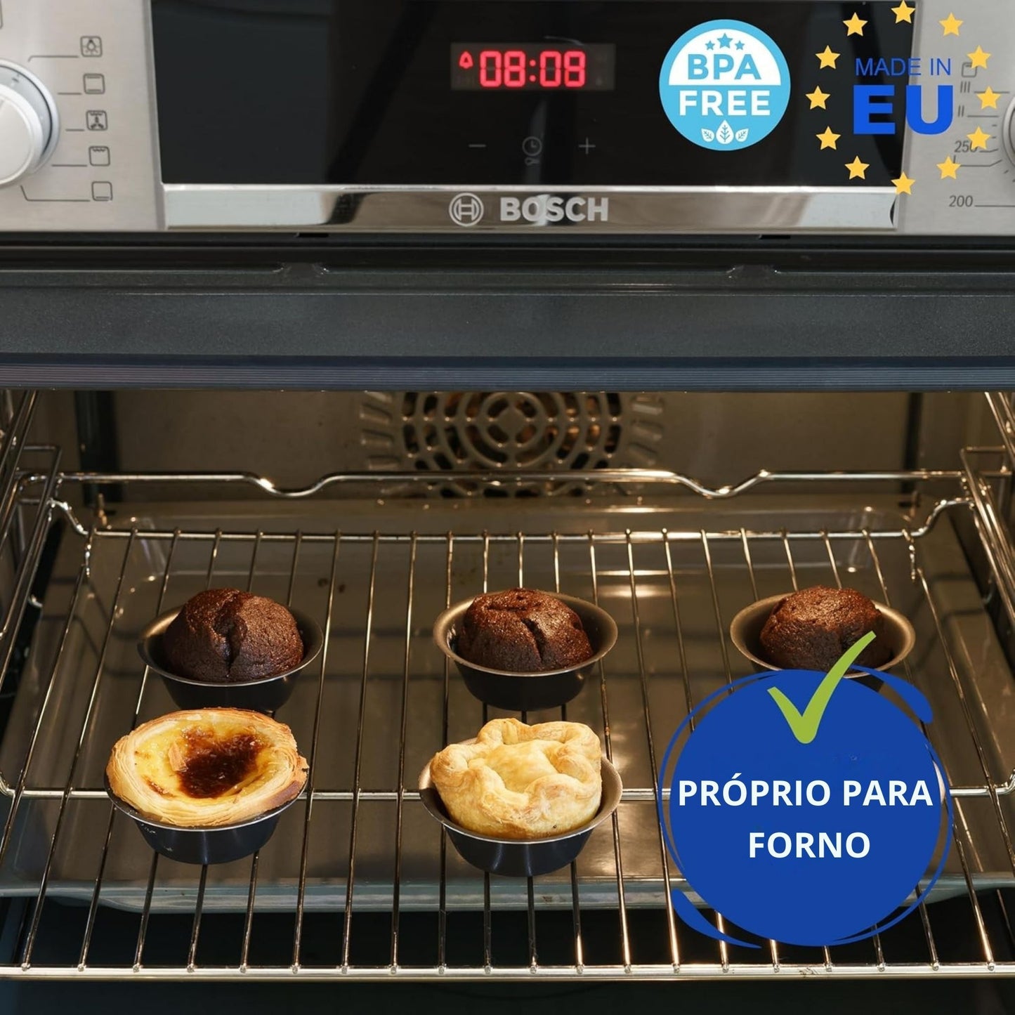 formas de madalenas e muffins – formas de pastelaria para mini quiches, flans, ramekins, brownies e cupcakes | conjunto de 12 – proprio para forno