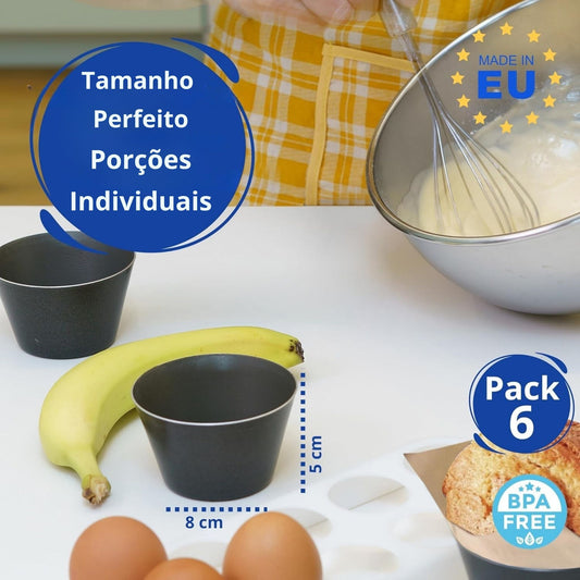 moldes individuais moldes de pastelaria aço inoxidável | madalenas muffins ramekins brownies popopovers | conjunto de 6 - feito na u.e. –medidas