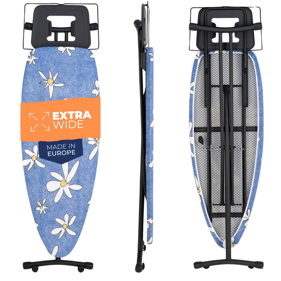 tábua de passar roupa premium com capa floral e 2 rodas – imagem detalhada