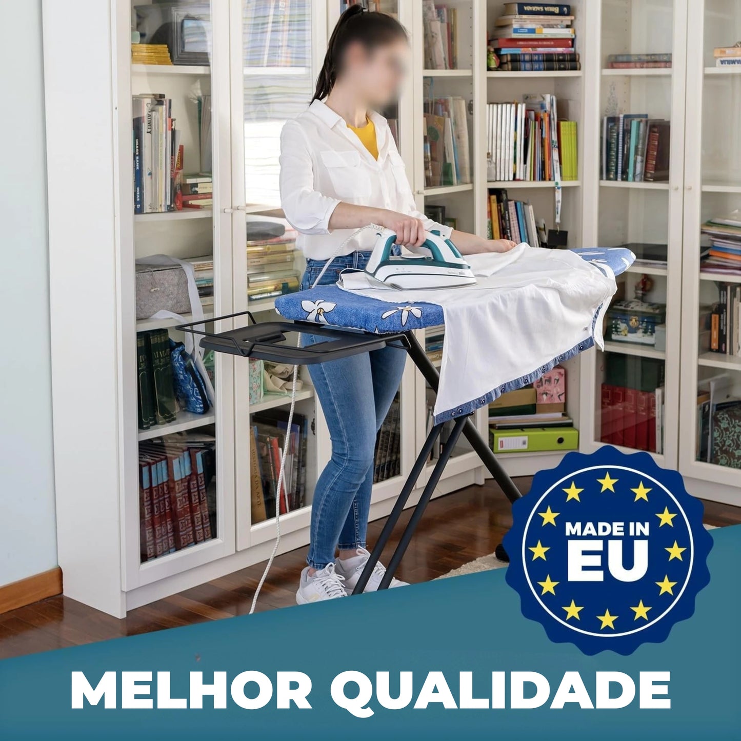 tábua de passar roupa premium com capa floral e 2 rodas – qualidade