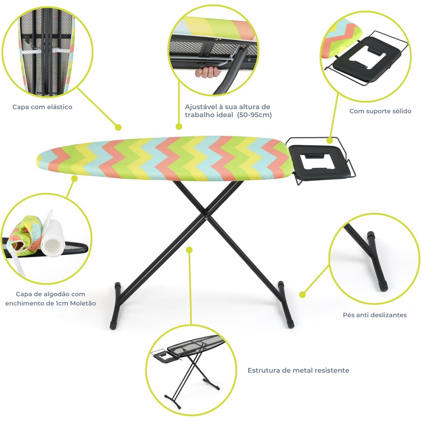 Tábua de passar premium ferro roupa grande dobrável centro de engomar profissional - 120 x 40 cm