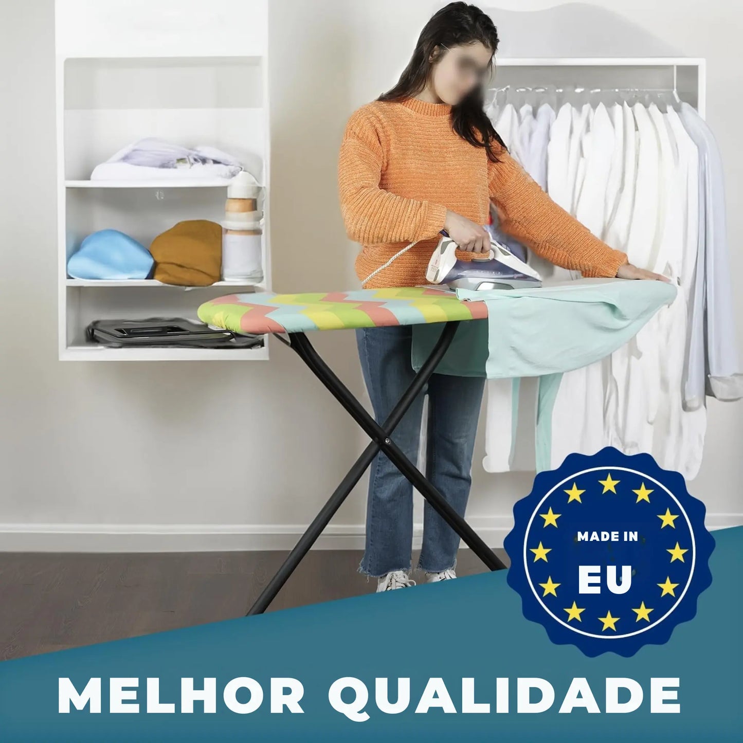 tábua de passar premium ferro roupa grande dobrável centro de engomar profissional - 130 x 47 cm – qualidade