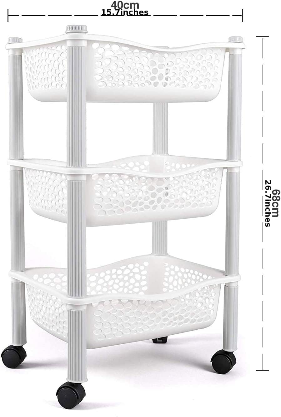 Meuble de rangement en plastique à 3 tiroirs et roulettes – Bureau, salon, école, salle de bain