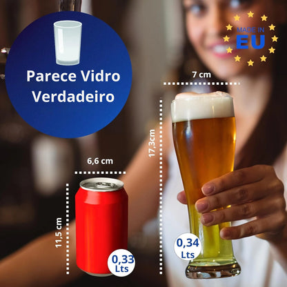 copos de cerveja copos de plástico duro reutilizáveis inquebráveis modernos | conjunto de 6 copos sem bpa 34cl | medidas 