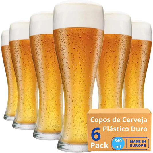 copos de cerveja copos de plástico duro reutilizáveis inquebráveis modernos | conjunto de 6 copos sem bpa 34cl | feito na u.e. 
