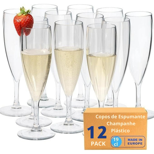copos de champanhe copos de plástico rígido reutilizáveis inquebráveis modernos | conjunto de 12 copos sem bpa 19cl | pack 
