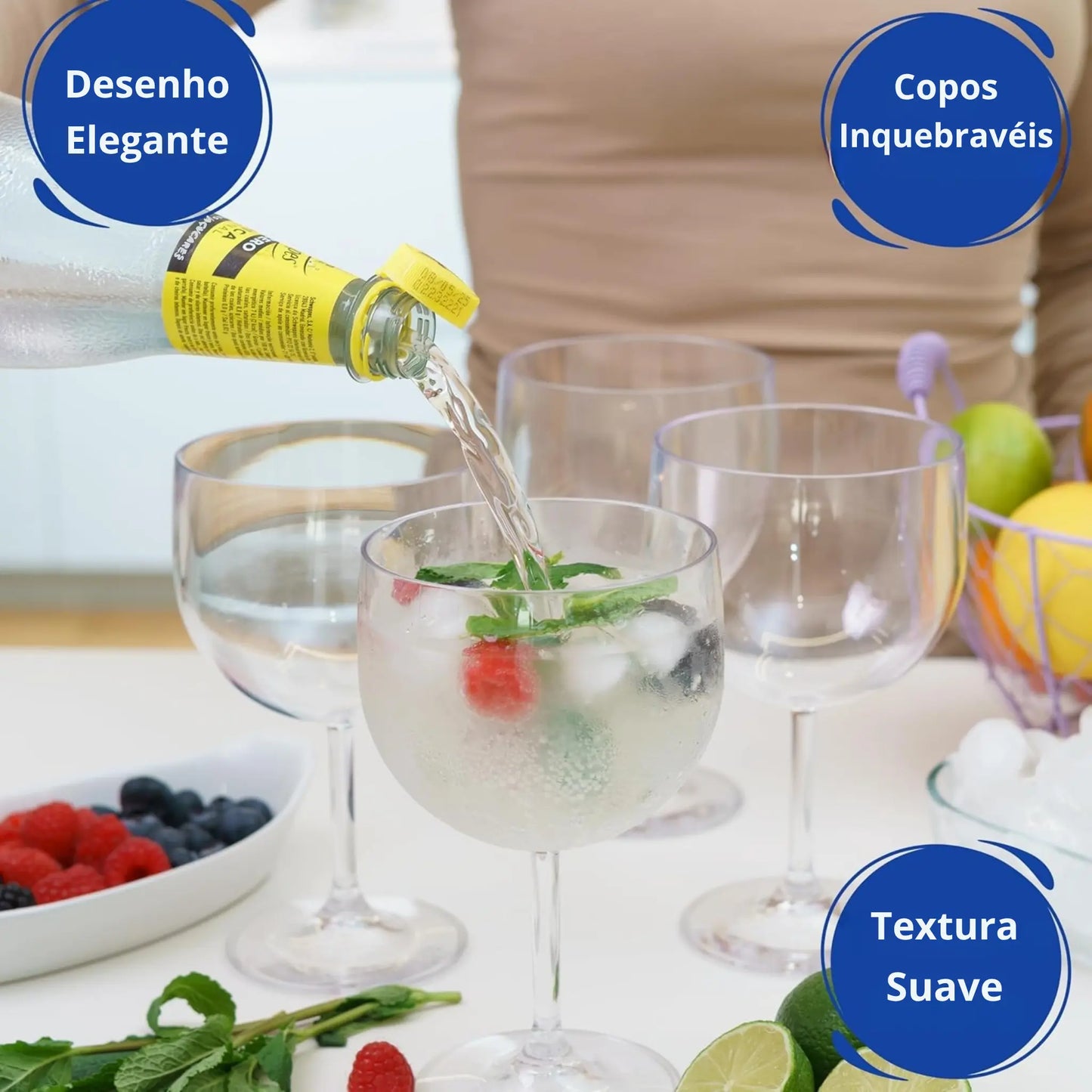 copos gin tonic copos de plástico duro reutilizáveis modernos de cocktail | conjunto de 4 copos sem bpa 0,6 l | feito na u.e. – pack elegante