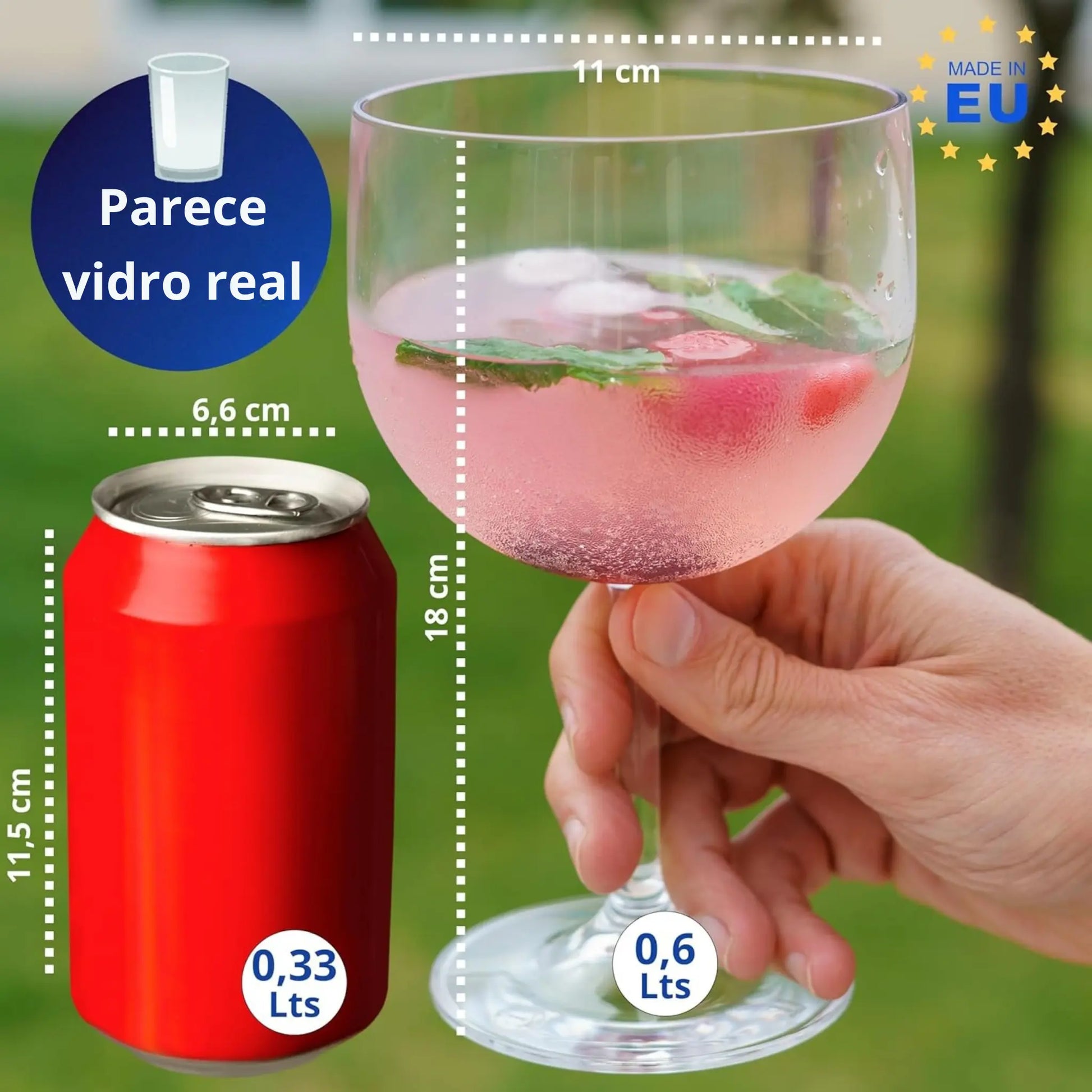 copos gin tonic copos de plástico duro reutilizáveis modernos de cocktail | conjunto de 4 copos sem bpa 0,6 l | feito na u.e. – medidas
