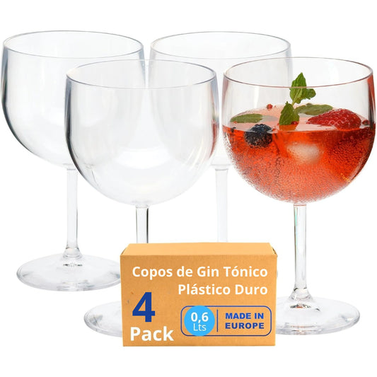 copos gin tonic copos de plástico duro reutilizáveis modernos de cocktail | conjunto de 4 copos sem bpa 0,6 l | feito na u.e. – pack 

