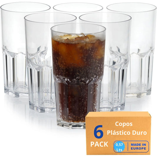 copos de plástico rígido reutilizável copos inquebráveis modernos água cocktail sem bpa | conjunto de 6 copos 0,57 l |feito na u.e. –  pack 
