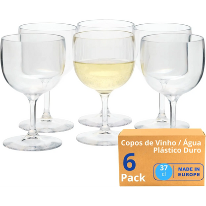 copos de vinho copos de água de plástico rígido reutilizável inquebráveis modernos | conjunto de 6 copos sem bpa 37 cl | feito na u.e. – pack 
