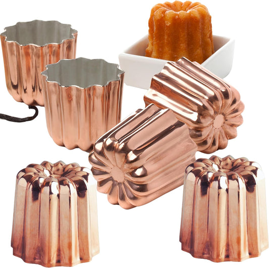 conjunto de 6 formas caneladas de cobre interior estanhado para cannele de bordeaux –  sobremesa tradicional francesa