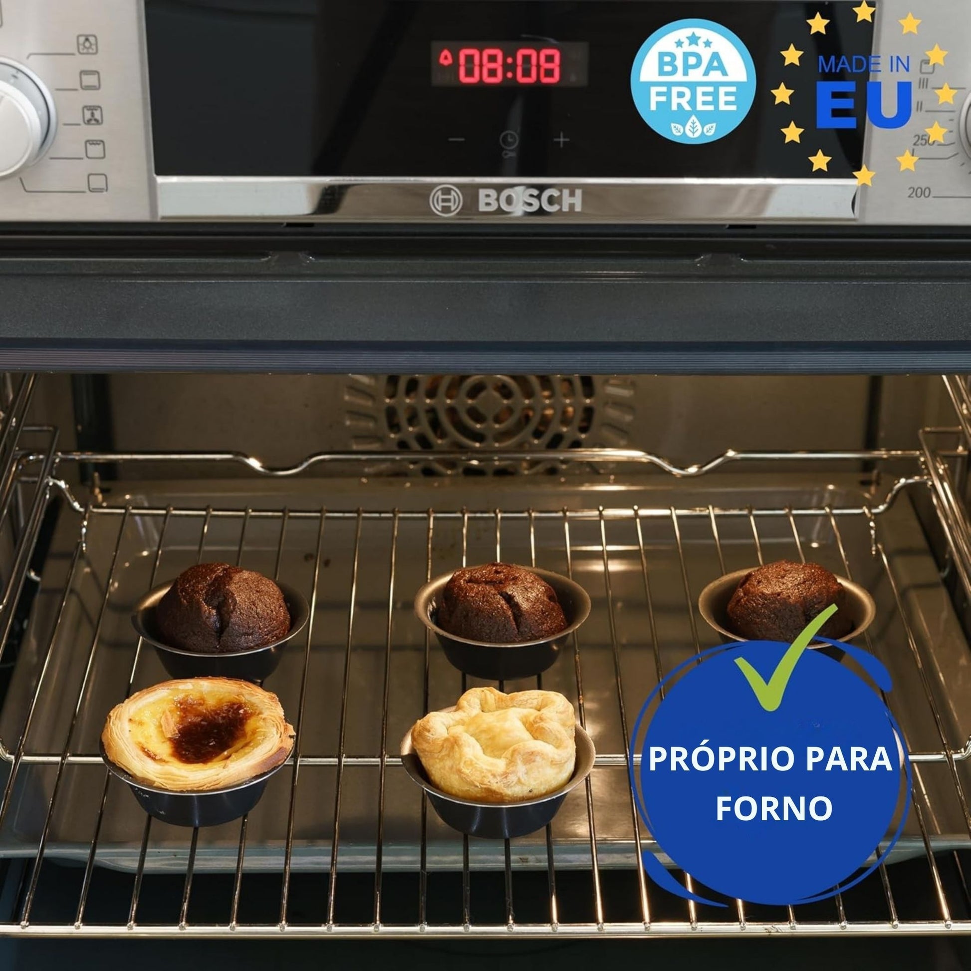 formas de madalenas e muffins – formas de pastelaria para mini quiches, flans, ramekins, brownies e cupcakes | conjunto de 12 – proprio para forno 
