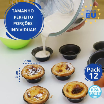 formas de madalenas e muffins – formas de pastelaria para mini quiches, flans, ramekins, brownies e cupcakes | conjunto de 12 – medidas 
