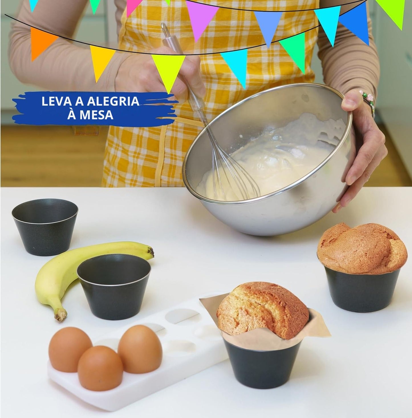 moldes individuais moldes de pastelaria aço inoxidável | madalenas muffins ramekins brownies popopovers | conjunto de 6 - facil de usar