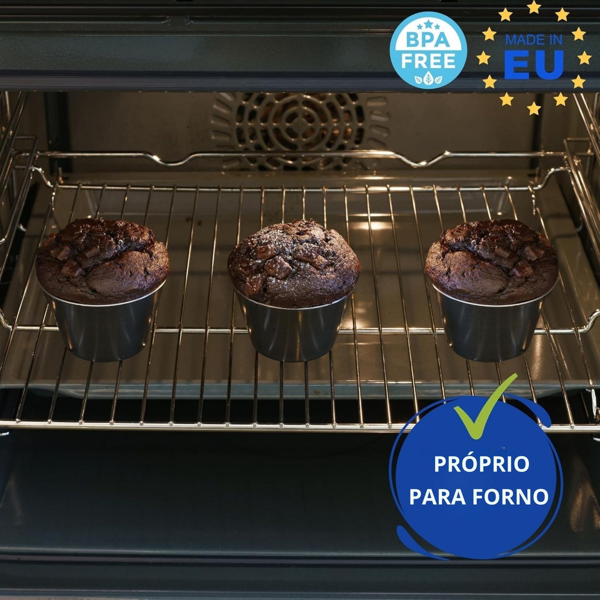 moldes individuais moldes de pastelaria aço inoxidável | madalenas muffins ramekins brownies popopovers | conjunto de 6 - feito na u.e. – proprio para o forno 