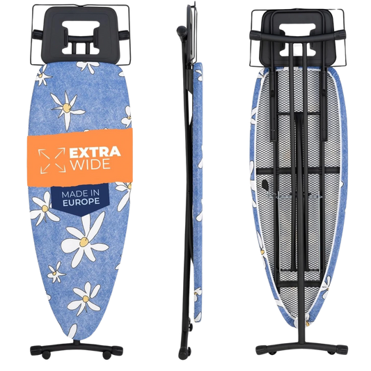 tábua de passar roupa premium com capa floral e 2 rodas  – imagem detalhada