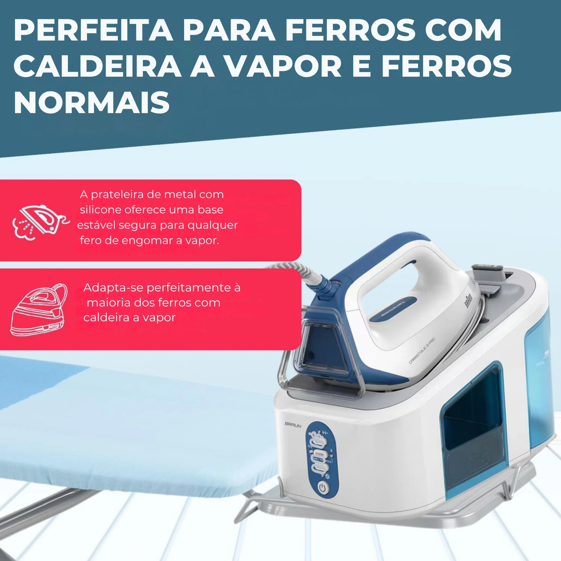 tábua de passar premium ferro roupa grande dobrável centro de engomar profissional  - 130 x 47 cm  – perfeita para caldeiras