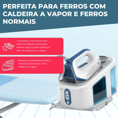 tábua de passar premium ferro roupa grande dobrável centro de engomar profissional  - 130 x 47 cm  – perfeita para caldeiras