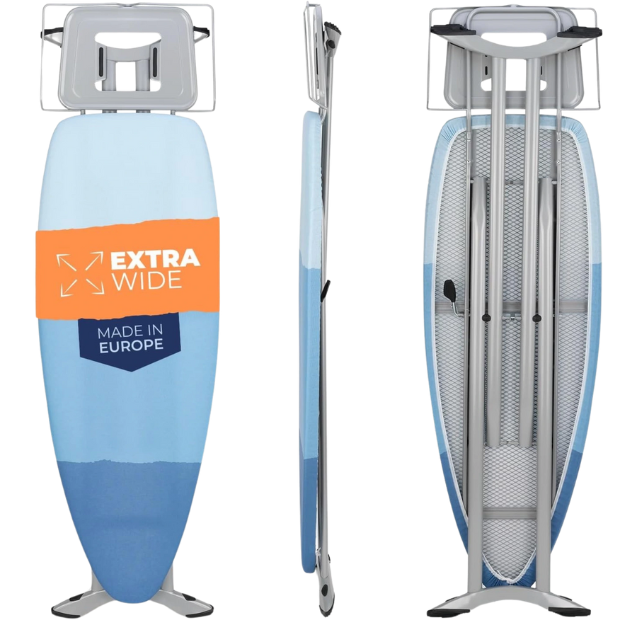 tábua de passar premium ferro roupa grande dobrável centro de engomar profissional  - 130 x 47 cm  – imagem detalhada