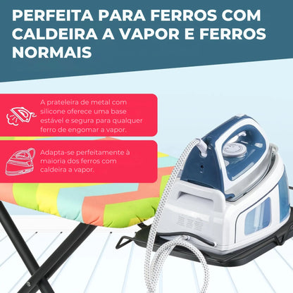 tábua de passar premium ferro roupa grande dobrável centro de engomar profissional  - 130 x 47 cm  – perfeita para caldeira