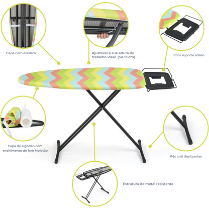 Tábua de passar premium ferro roupa grande dobrável centro de engomar profissional - 120 x 40 cm
