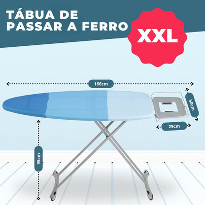tábua de passar premium ferro roupa grande dobrável centro de engomar profissional  - 130 x 47 cm  – medidas completas